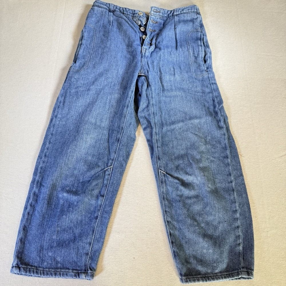 We The Free Jeans Womens 27 Yatch Club Baggy Relaxed Drapey Boho Ocean Spray Dot